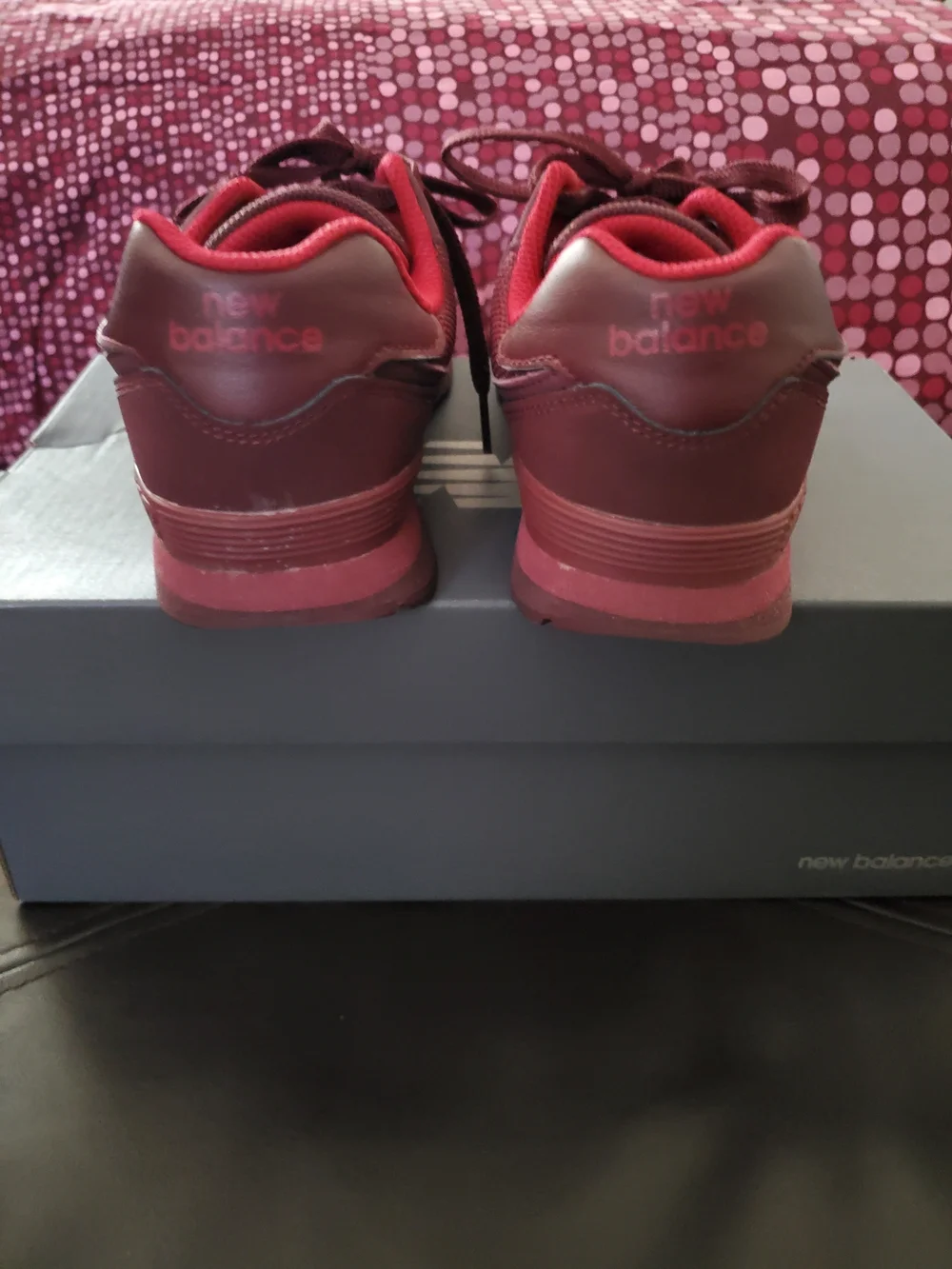 New Balance Kids Burgundy Lace-Up Sneakers